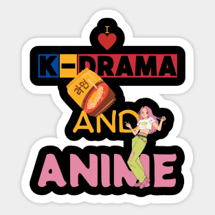 I Love K-Drama And Anime Sticker